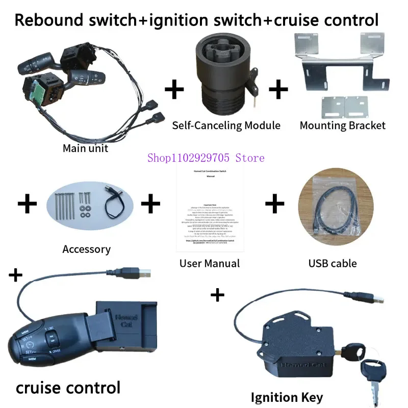 Simracing Game Рулевое колесо Евро Грузовик Указатель поворота Стеклоочиститель Автоматический отскок Круизный переключатель зажигания для Thrustmaster T300RS/GT