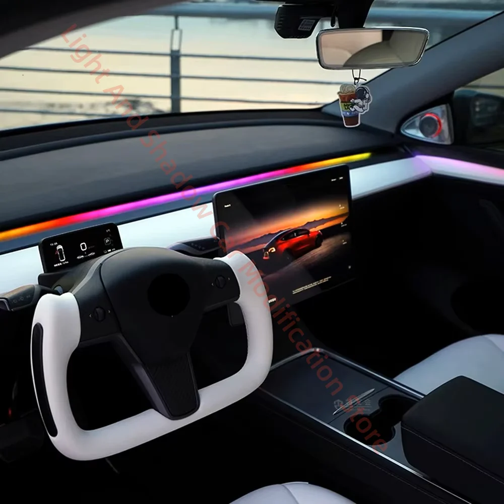 For Tesla Model 3 highland center console dynamic atmosphere light automotive interior lighting ambient light Music rhythm new