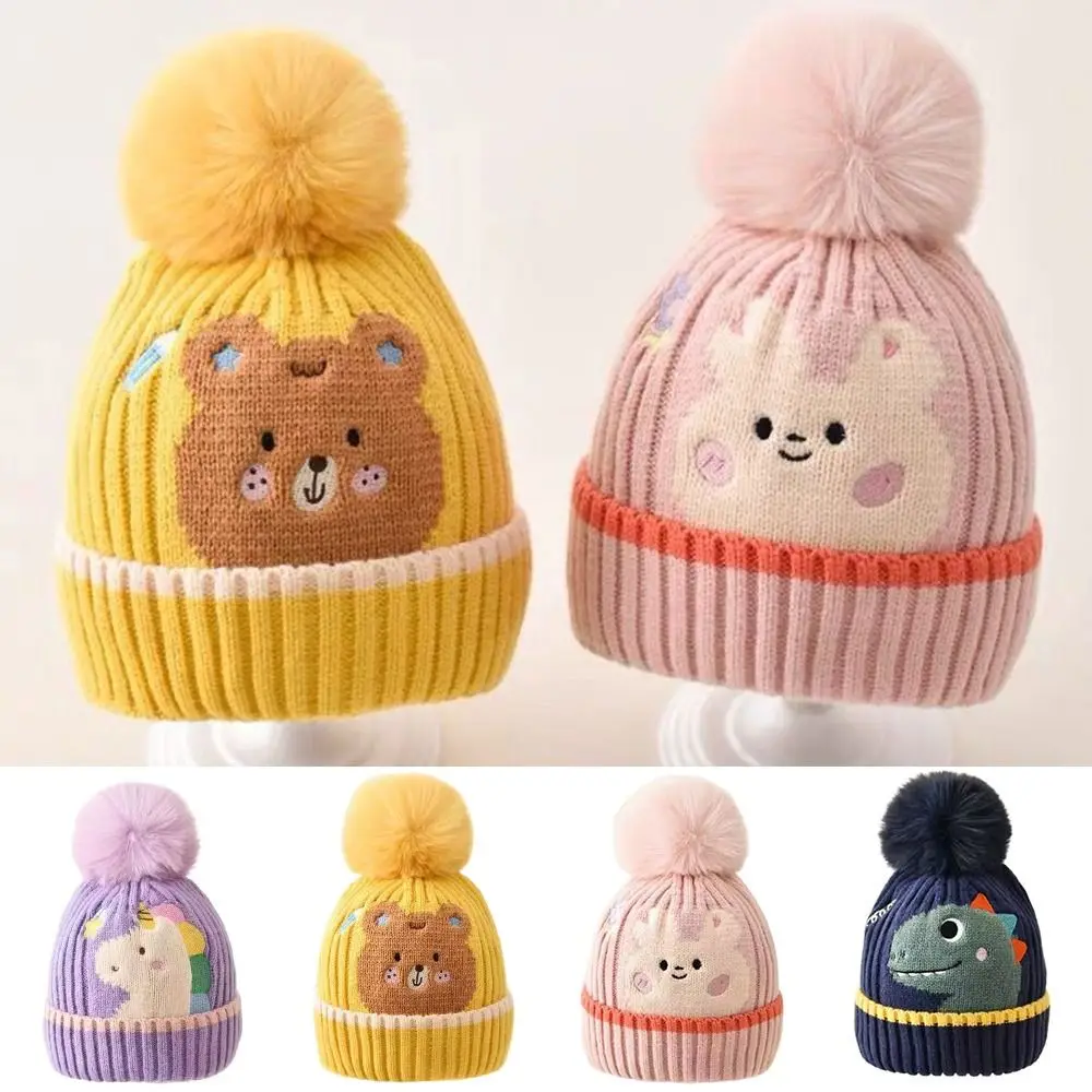 Winter Warm Wool ​​Baby Warm Hat Soft Cute Dinosaur Children Beanies Woolen Knitted Hats Infant
