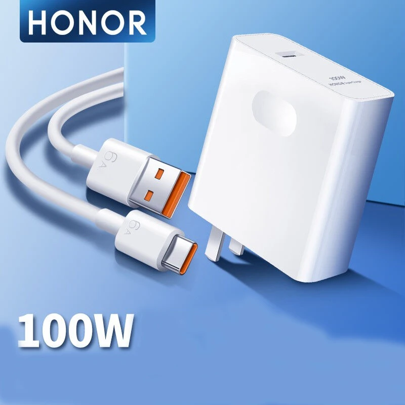 Honor 100W EU US SuperCharge Fast Charger 6A Usb Type C Cable For Honor 100 90 80 70 60 Pro 50SE V40 Magic 6 Pro MagicBook 14 15