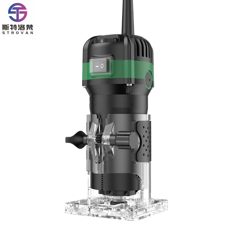 110V/220V 800W Power Woodwork Edge Trimmer 6-Speed Adjustable Woodworking Carving Machine 6.35mm Wood Tenoning Electric Router