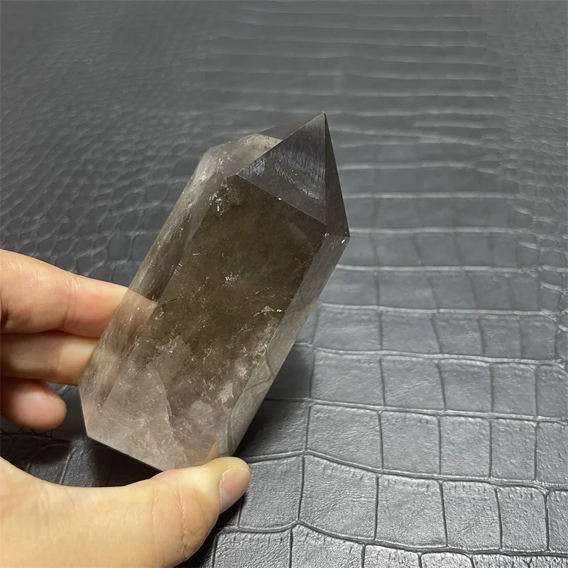 286g Rainbow Natural smoky citrine quartz crystal wand single pointed quartz stone