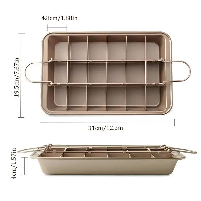 1Pc Baking Dishes Non-Stick Bakeware Square Brownie Pan Bread Cake Pans Lattice Chocolate Dessert Cake Mold Kitchen Baking Pan