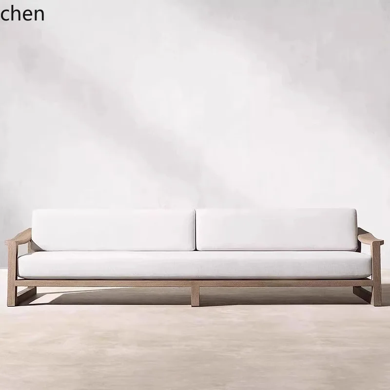 

HYS Courtyard Distressed Combination Outdoor Terrace Teak Furniture Anti-Corrosion Wood Leisure Solid Wood Sofa Chair