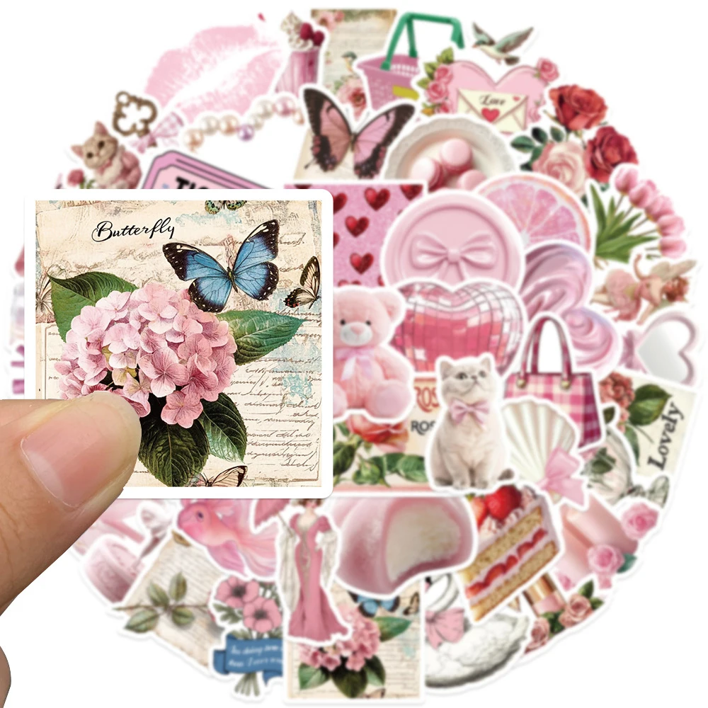 10/30/50pcs Cute INS Pink Cartoon Graffiti Stickers Aesthetic Decals DIY Laptop Suitcase Guitar Helmet Kawaii Girl Gift Sticker