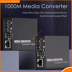 1Pair Gigabit Fiber Optical Media Converter 1000M Multimode UPC 2 SC-Port to 1 RJ45 Fiber Transceiver 1310nm