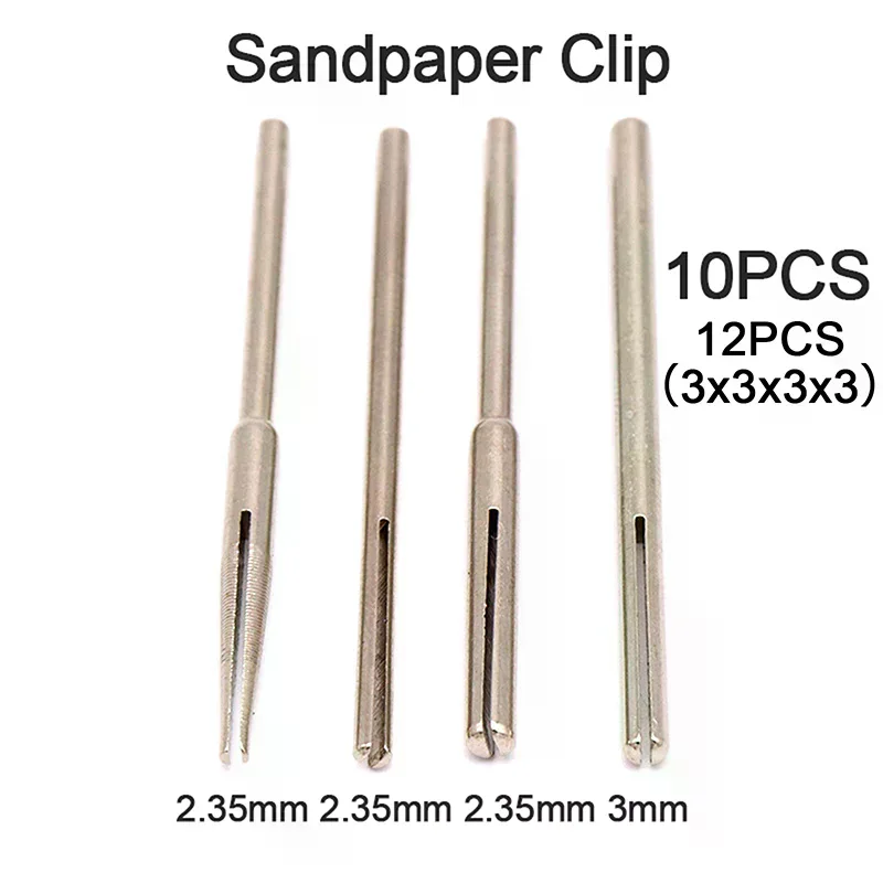 10PCS/12PCS Shank Sandpaper Clamp Split Mandrels Long Abrasive Holder Clip