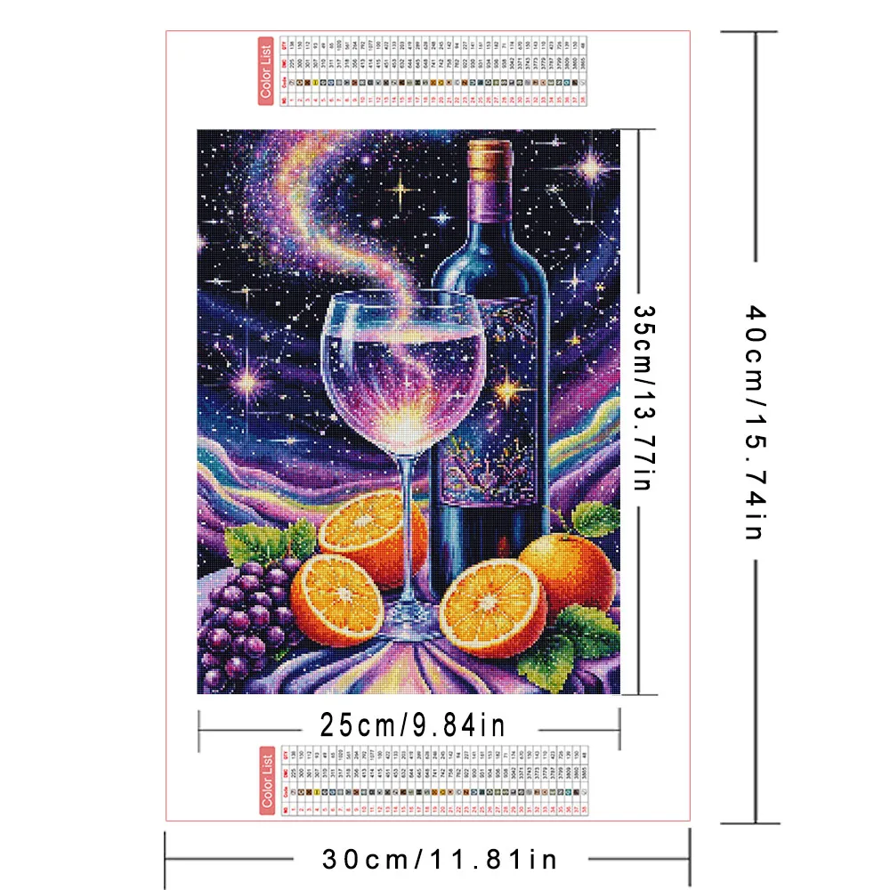 AZQSD Diamond Painting News 2026 Beer Cup Landscapoe Kitchen Art Orange Grapes Resin Square Drill Home Wall Decoration