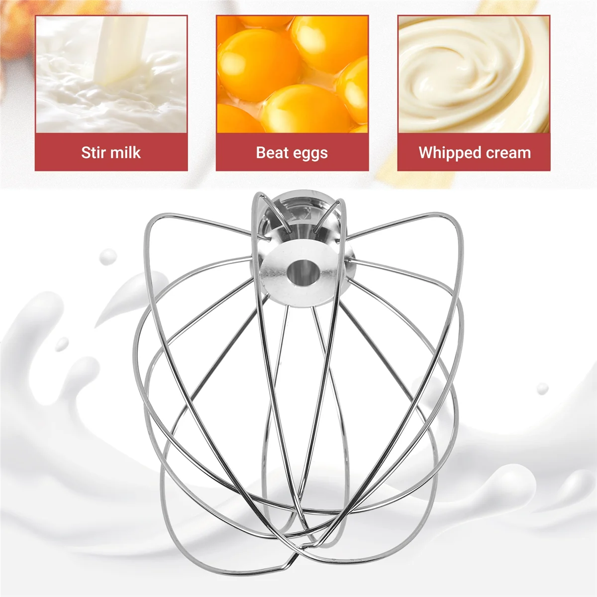 Fouet à 6 fils pour support de levage de bol de 5 à 6 pintes, accessoire de remplacement pour centre commercial, agitateur de crème aux œufs, KN256WW