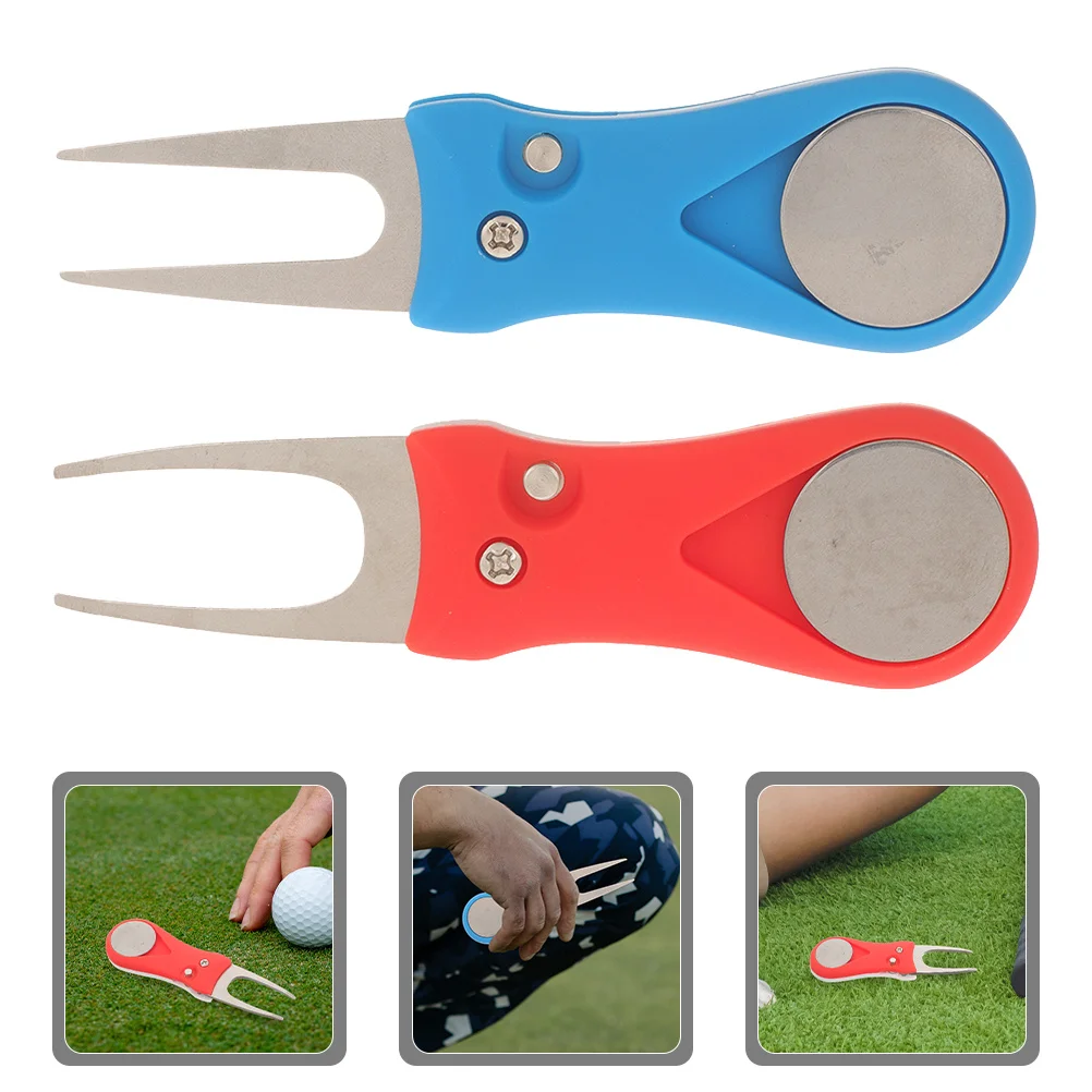 

2Pcs Metal Divot Tool for Golf Compact Ball Marker and Grass Repair Fork Sturdy Long-Lasting Golfing Supplies for Men