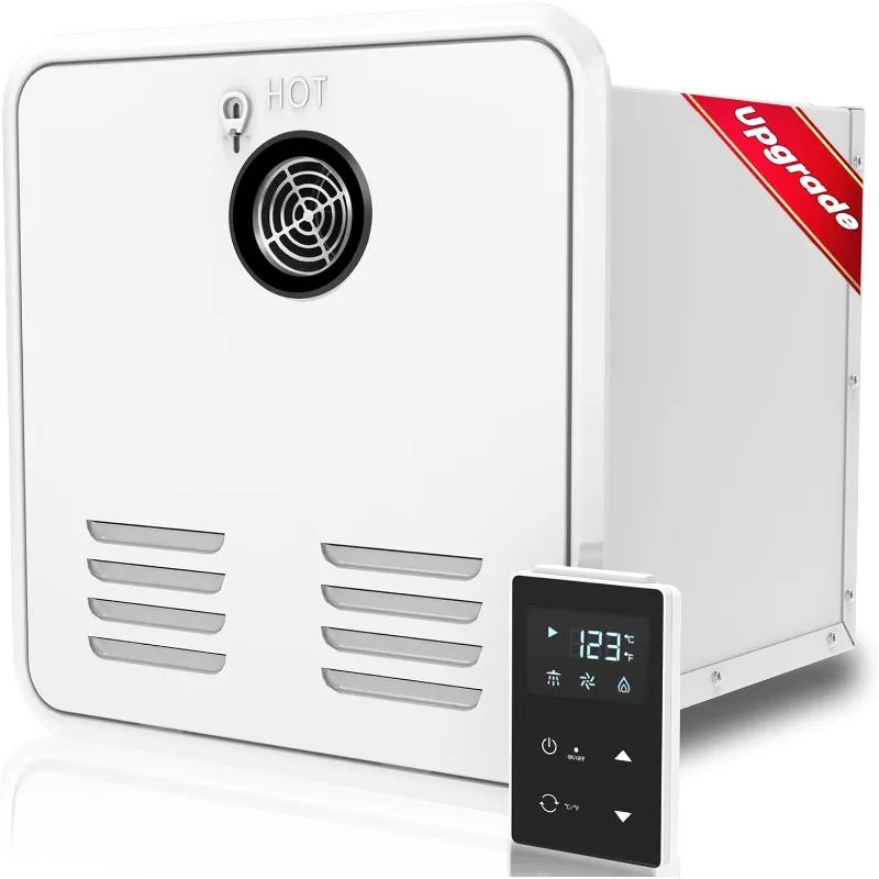 Christmas.RV Tankless Water Heater Propane, RV Hot Water Heater with 15 x 15 inches White Door and Remote Controller