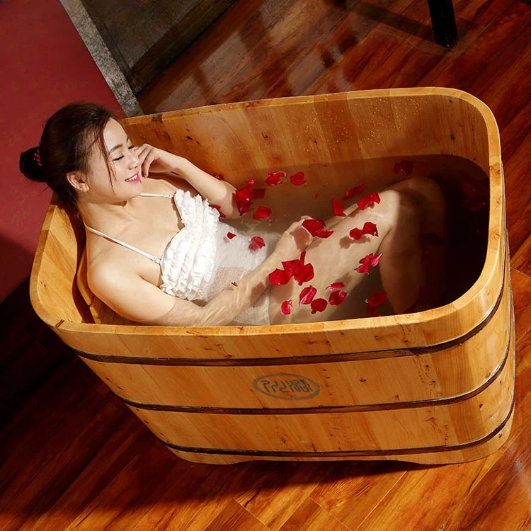 PYH toilet wooden bucket bath cedar adult wooden bathtub bath bathroom solid wood bathtub square bucket