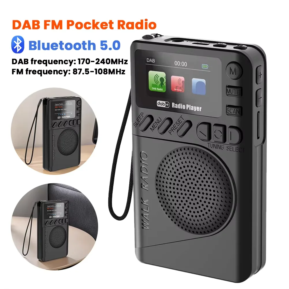 

Mini DAB FM Digital Radio Portable Radio Speaker LCD Display Digital Pocket Radio Outdoor Camping Hiking Electronics Tool