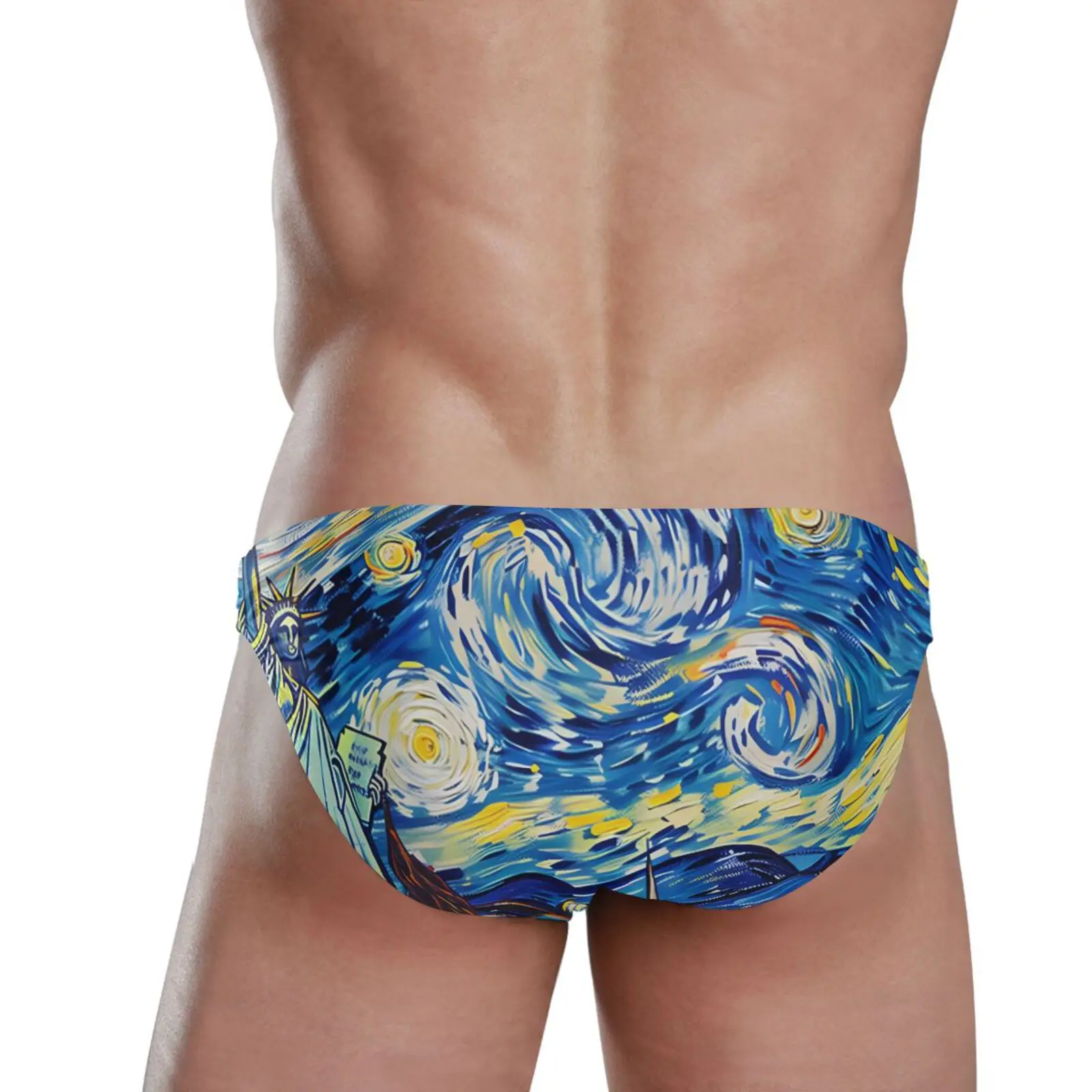 Man Brand Swimming Briefs Low Waist Van Gogh oil painting Swimwear drop With Push-up Pad Sexy Shorts Trunks Boxers Men's Swim gallery 2