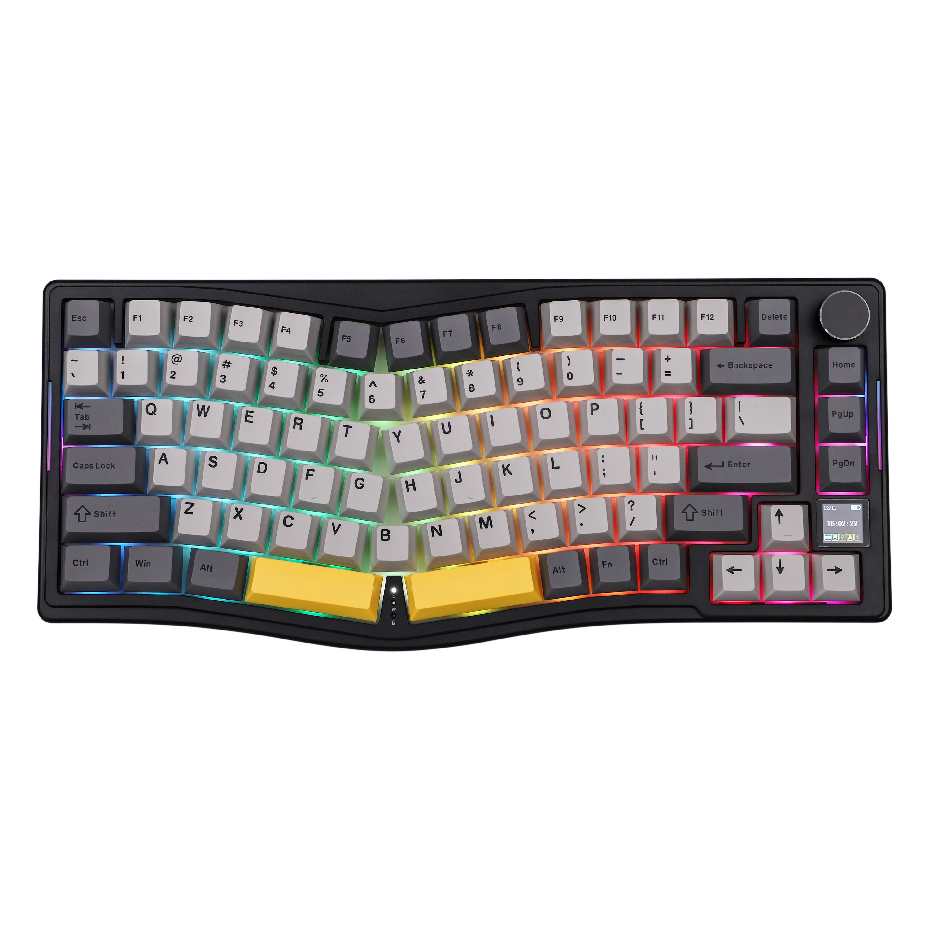 AJAZZ AKS075 82-Key Alice-Layout Hot-Swap Wireless BT5.1/2.4GHz/USB-C Wired Gasket Mechanical Keyboard with 0.85-inch TFT Screen