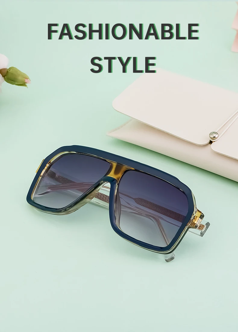 2026 Modische Quadratische Großrahmen-Sonnenbrille für Herren und Damen Luxusmarke Retro Übergroße Shield-Brille für Männer Outdoor-Fahrbrillen – Detail 2