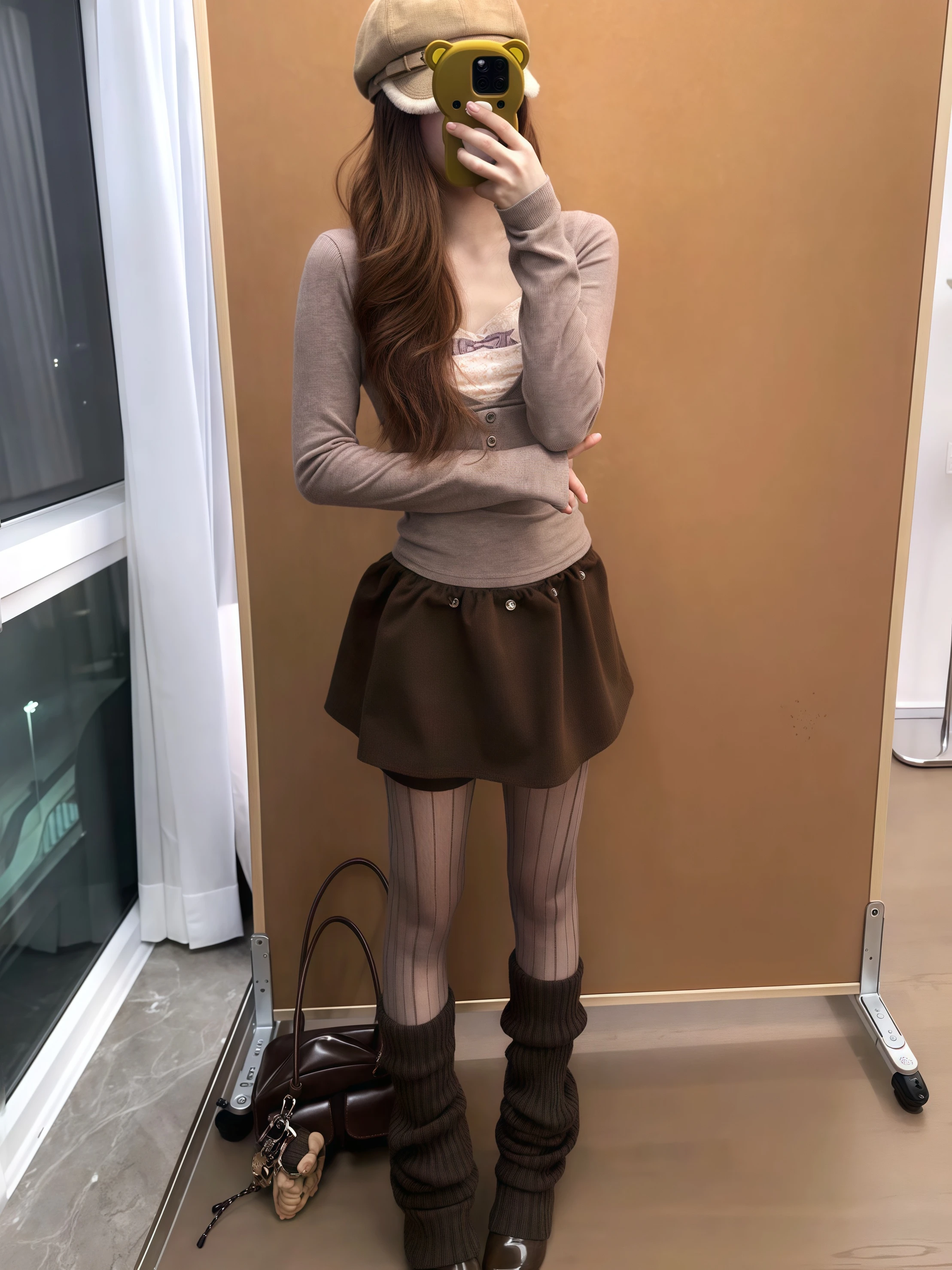 Miu Sle Koronkowy Panel Długi T-shirt Damski Jesienno-Zimowy Nowy Czysta Urocza Dopasowana Bielizna Bazowa Top