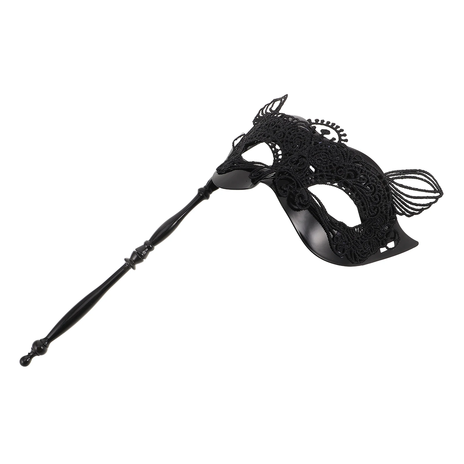 

Lace Handheld For Women Venetian With Stick Cosplay Costume Prom Halloween Carnival Party Face Accessory Black Styling Ladies