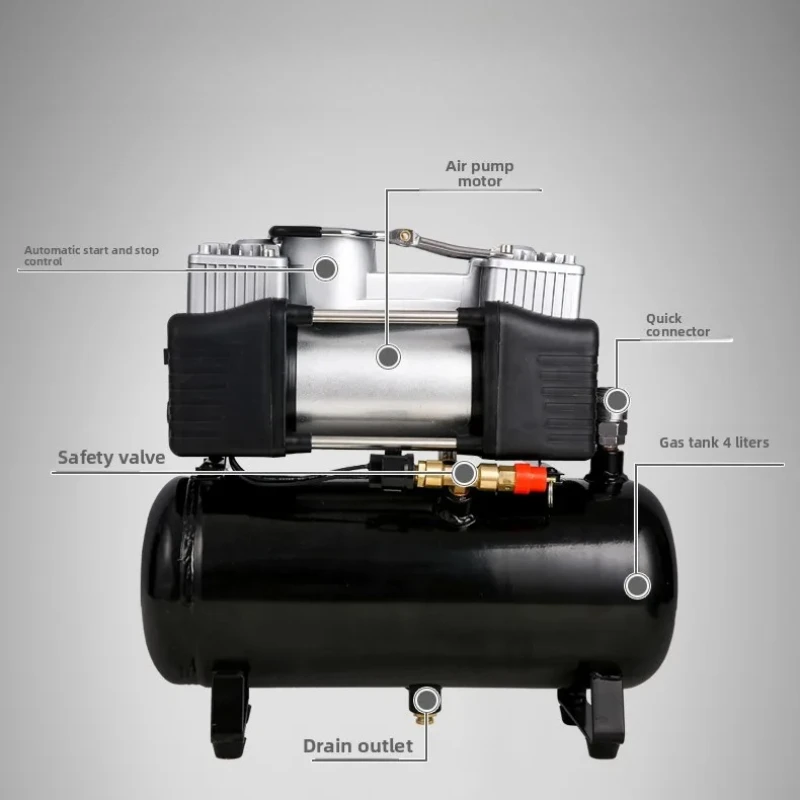 

12V220V 2.5 4L Маленький воздушный компрессор Безмасляный бесшумный воздушный насос Мини-автомобильный насос для накачивания шин Воздушный резервуар для покраски автомобилей Портативный