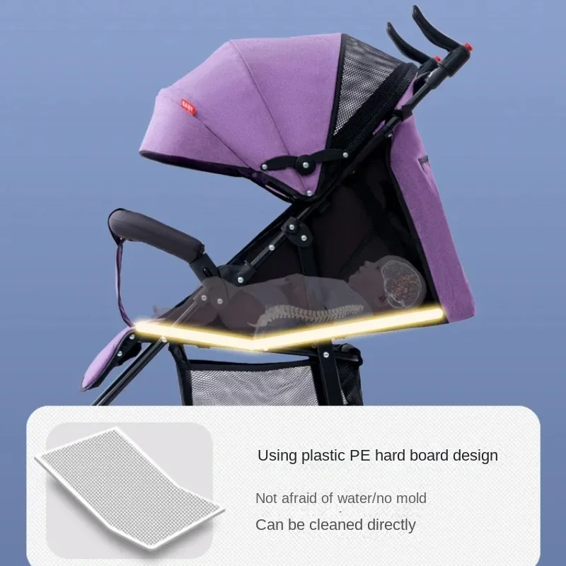 77 Ultra-Light Foldable Baby Stroller - Compact Reclining Umbrella Stroller with Shock Absorption, Portable Summer Stroller.