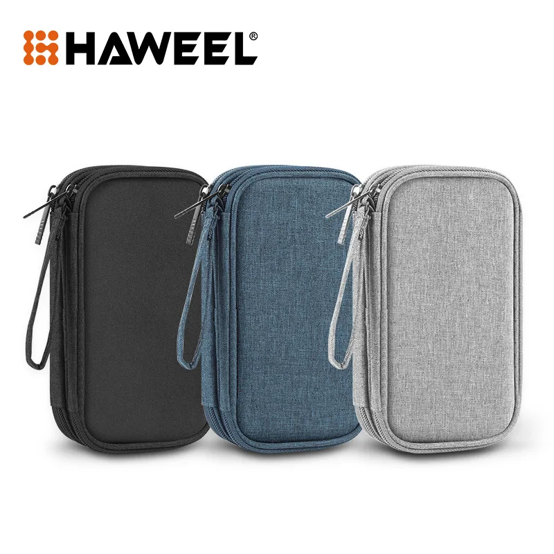 

HAWEEL Storage Case Portable Data Zipper Pouch Case Tech Outdoor Bag Gadgets Organizer Carrying Cellphones Earphone Accessories