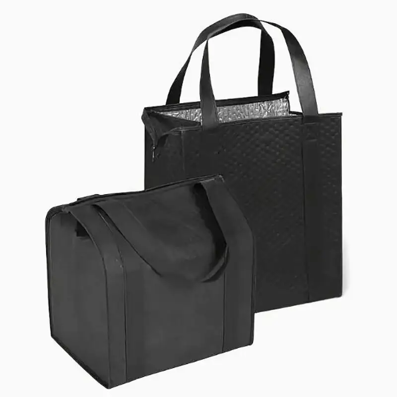 Bolsa de comestibles reutilizable con aislamiento grande con cremallera y bolsillo frontal, mantiene fresco/caldo durante horas para acampar, picnic, pesca, compras