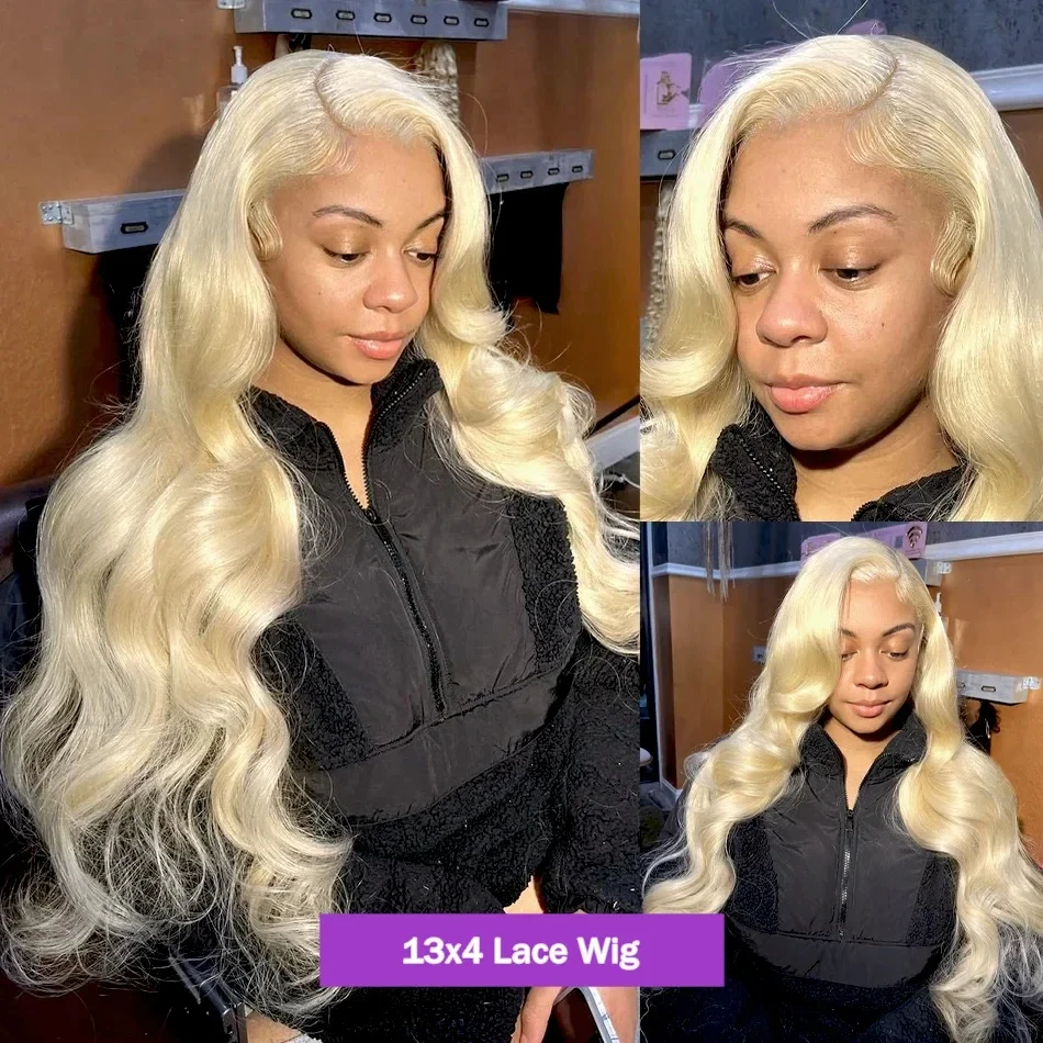 200 Density Body Wave 613 13x6 Lace Frontal 100% Human Hair Wig 40 Inch Preplucked Blonde Cheap Wigs for Women on Clearance Sale