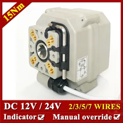 Actuador de válvula ISO5211 F03 F05, cabezal de accionamiento de Motor de válvula eléctrica de 15Nm, controlador de válvula DC12V DC24V AC24V con sobretensión manual