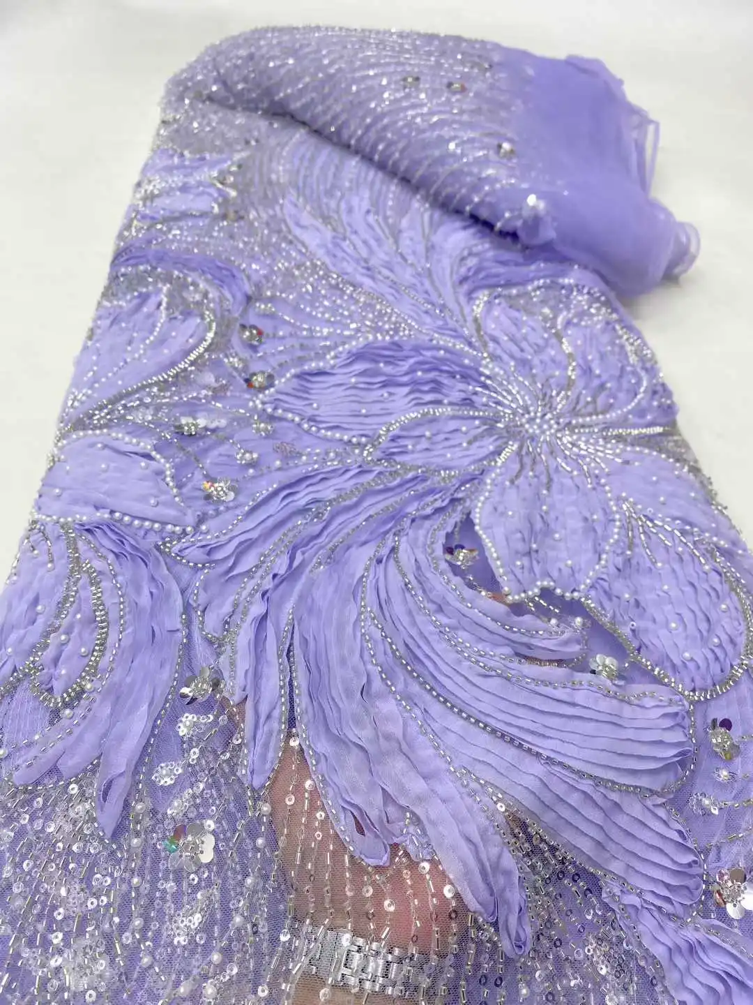 2025 última tela de encaje africano de alta calidad, telas por metros, lentejuelas, tul, vestidos de novia, bordado, malla, púrpura, 5 yardas