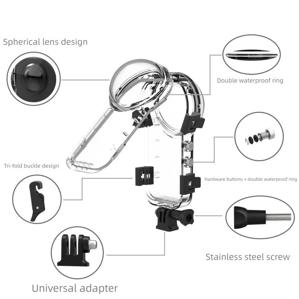 

​Full Stealth Dive Case for Insta360 X5 60m Underwater Waterproof Diving Protective Shell