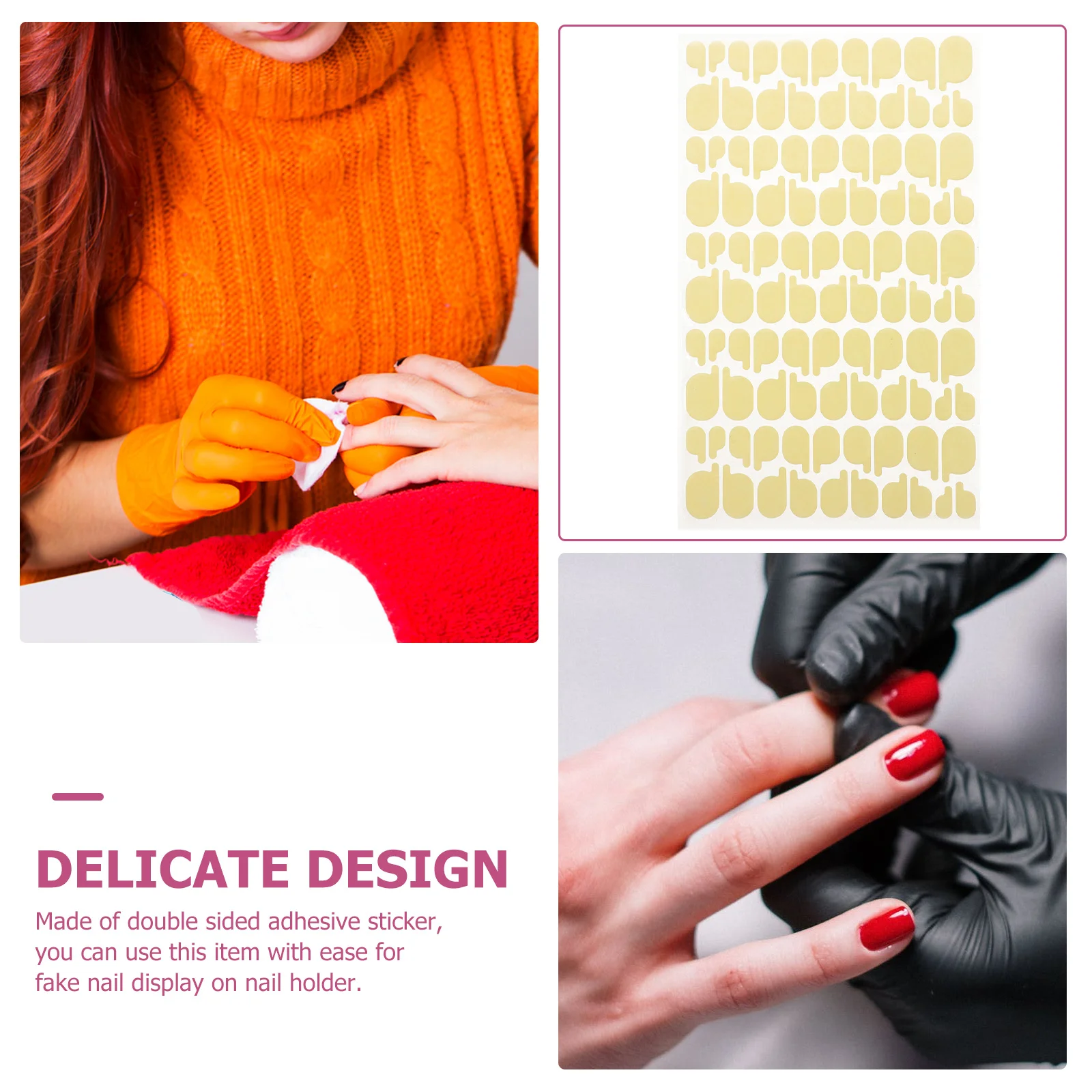 Strisce adesive biadesive con toppa ovale Adesivi per display finti Strumenti artistici Adesivi per colla con punta francese per supporti per unghie finte