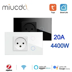 MIUCDA Tuya WiFi/ZigBee Israel Smart Touch Light Switches Plus Sockets Home Glass Panel Smart Life Google Home Alexa App Control