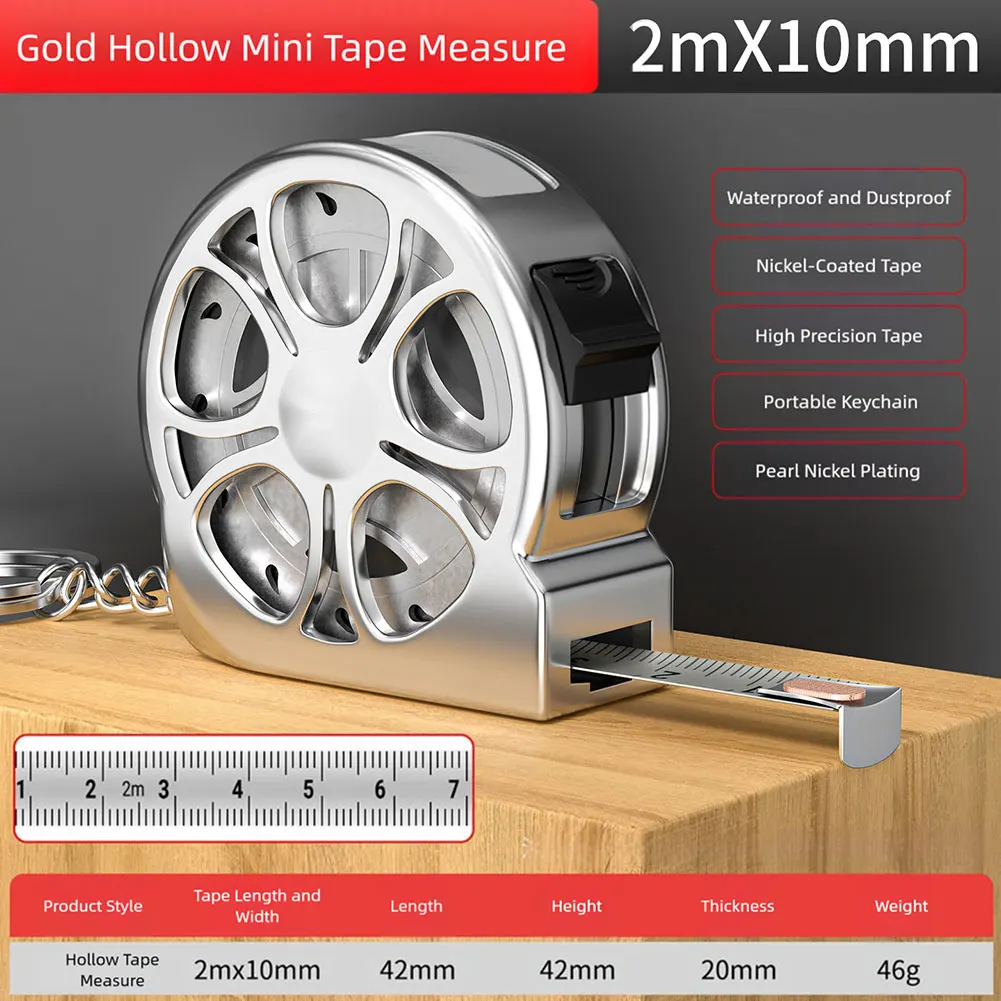 2M Stainless Steel Measuring Tape,Retractable Mechanism Hollow Design Tape Measure,Double-Sided Scale Tape Ruler Measure Tools