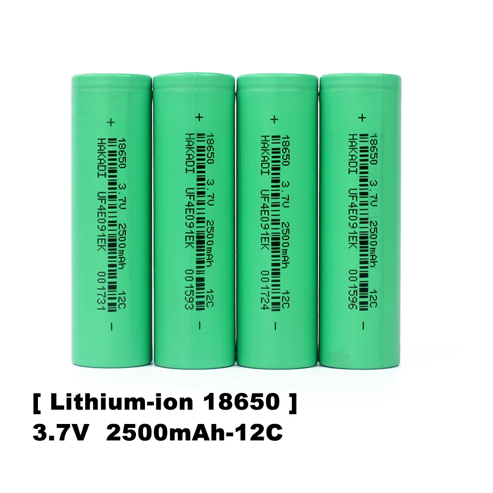 HAKADI-baterías recargables de iones de litio, 3,7 V, 2500mah, 12C, descarga de alta tasa, para electrodomésticos, herramienta eléctrica DIY