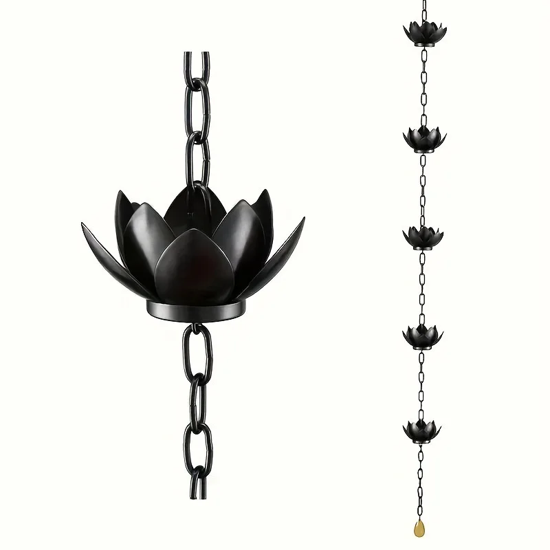 

Lotus rain chain garden decoration hanging rain catcher bracelet gardening gutter downspout rain chain outdoor decoration
