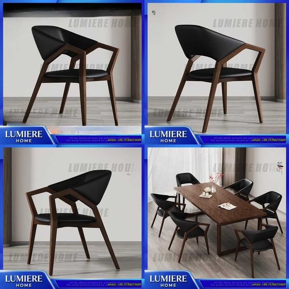 

Solid Wood Dining Chair Black Modern Chinese Style Armchair for Living Room Study Coffee Table Chair Home Office Furniture