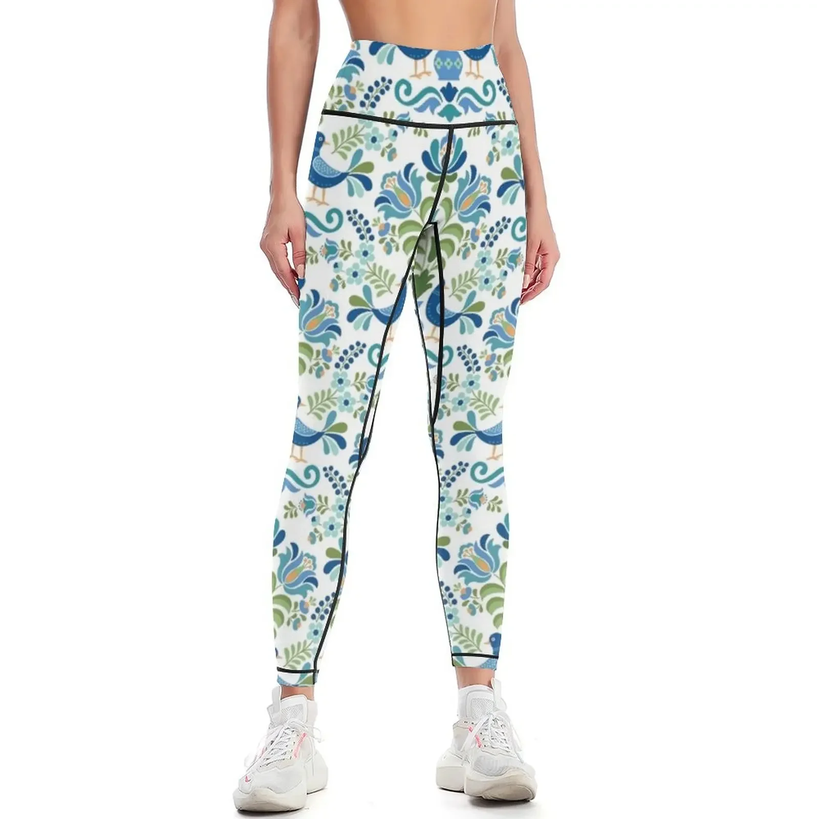 

Hungarian Folk Design Blue Birds Leggings Training pants Fitness woman for fitness Women sports Womens Leggings
