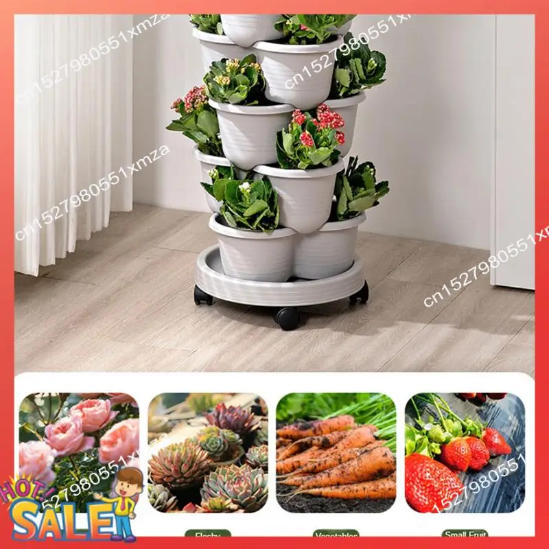 

ABCL Vertical Gardening Stackable Flower Pots, For Strawberries, Flowers, Vegetable,Three-Dimensional Flower Pots(5PCS)