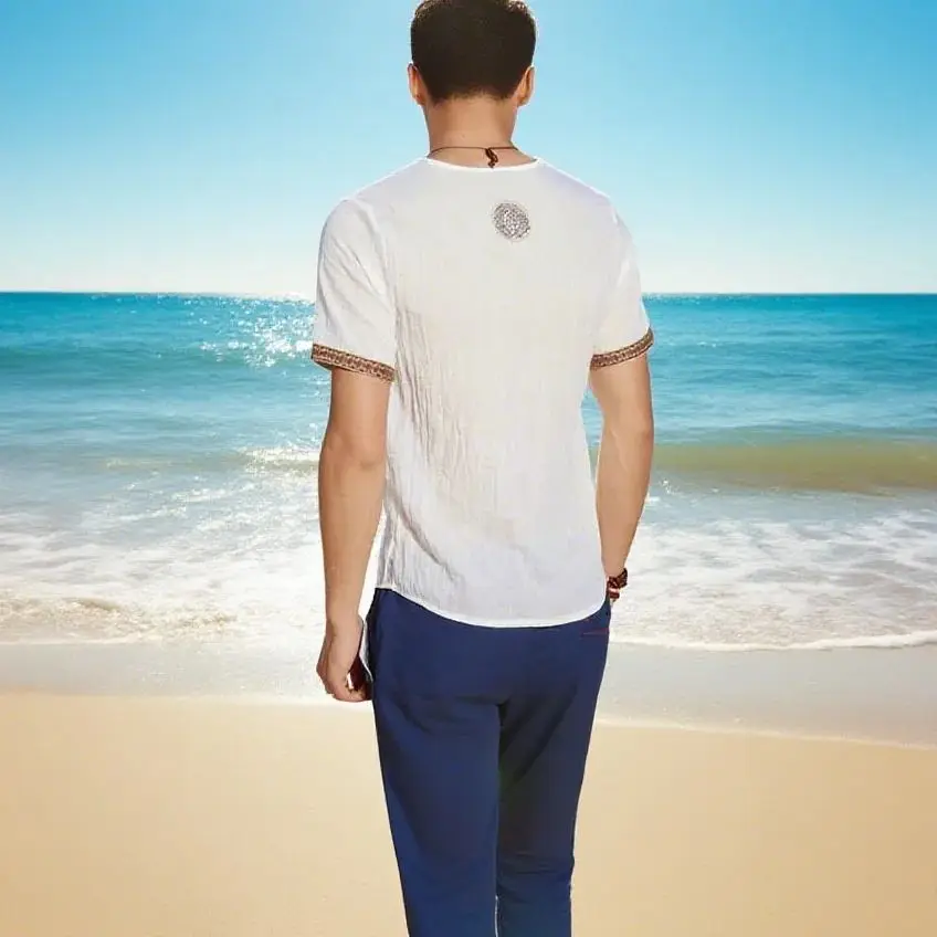 M-5XL 플러스 사이즈 여름 남성 셔츠, 일반 색상, 한국 패션 남성 반팔, 하와이 반팔... - 3