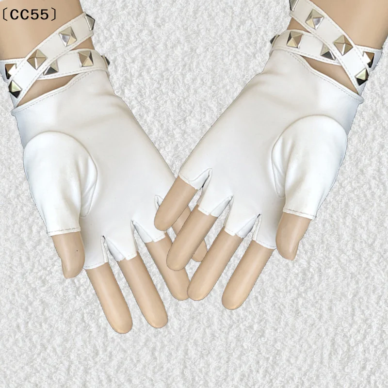 Fingerless Driving PU Leather Gloves Motor Cool Studs Sexy Rock Punk Gloves〔CC55〕