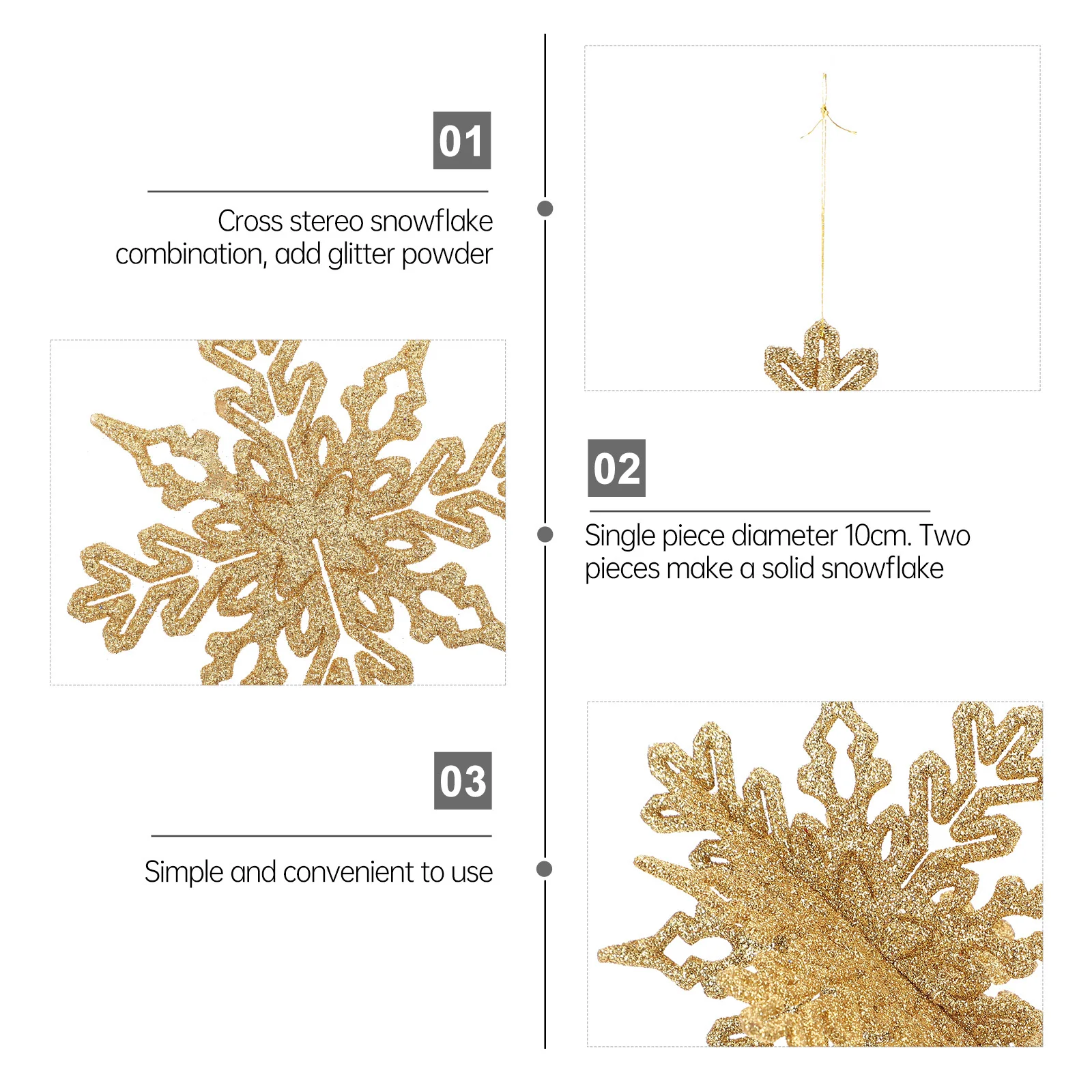 

12Pcs Christmas Hanging Snowflake Ornaments Xmas Tree Decor Glitter Xmas Party Decorations Holiday Christmas Snowflake Decor