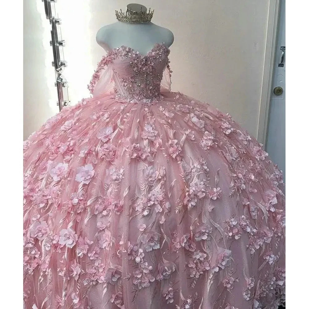 Off Shoulder Quinceanera Dress Lace Ball Gown Party Sweet 15 Tulle Lace Prom Dress for Juniors Vestidos De 15 Quinceañera