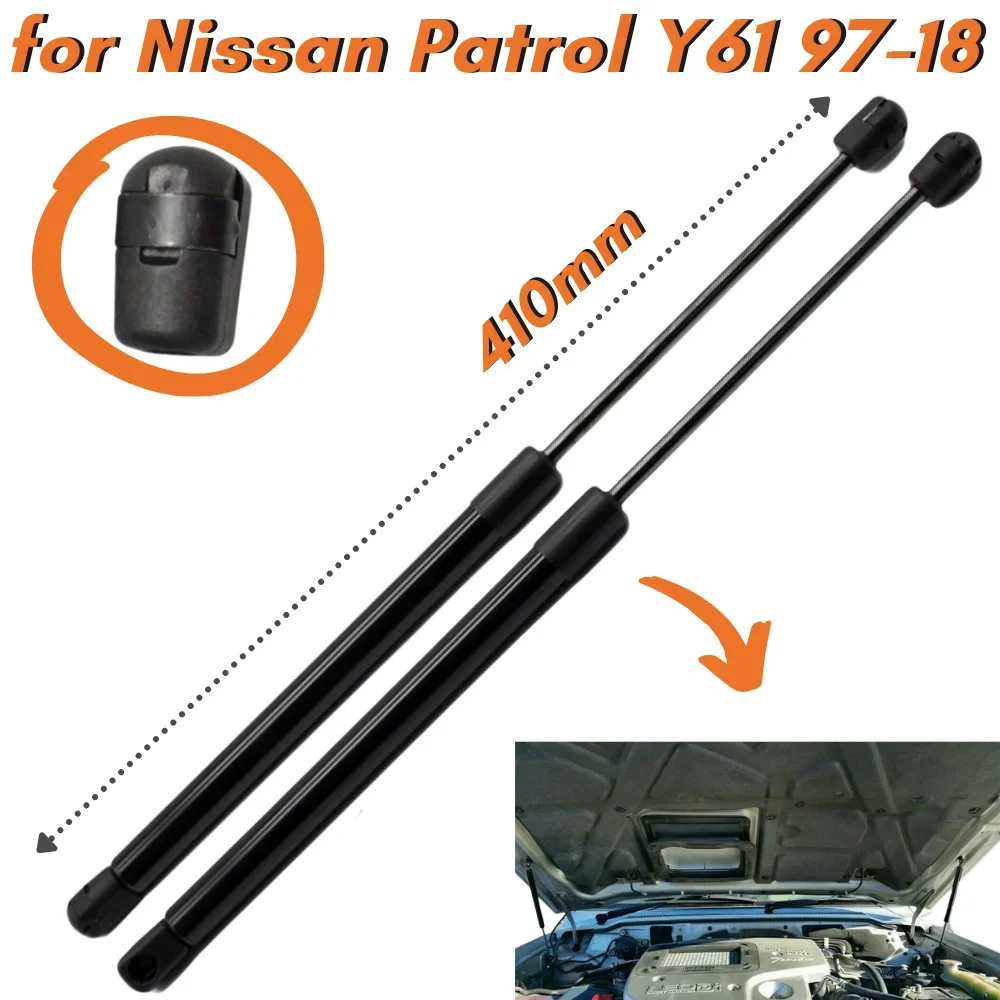 

Qty(2) Hood Struts for Nissan Patrol Y61 1997-2018 410MM Front Boonet Lift Supports Gas Spring Shock Absorber Arm Bars Dampers