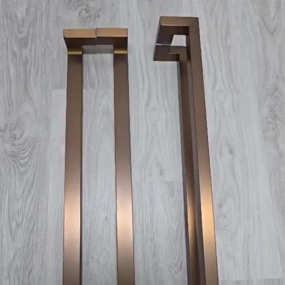 60 Cm Length Door Handle Stainless Steel Rectangular Pipe Thickness Handle on Both Sides Rust-proof Glass Door Handle