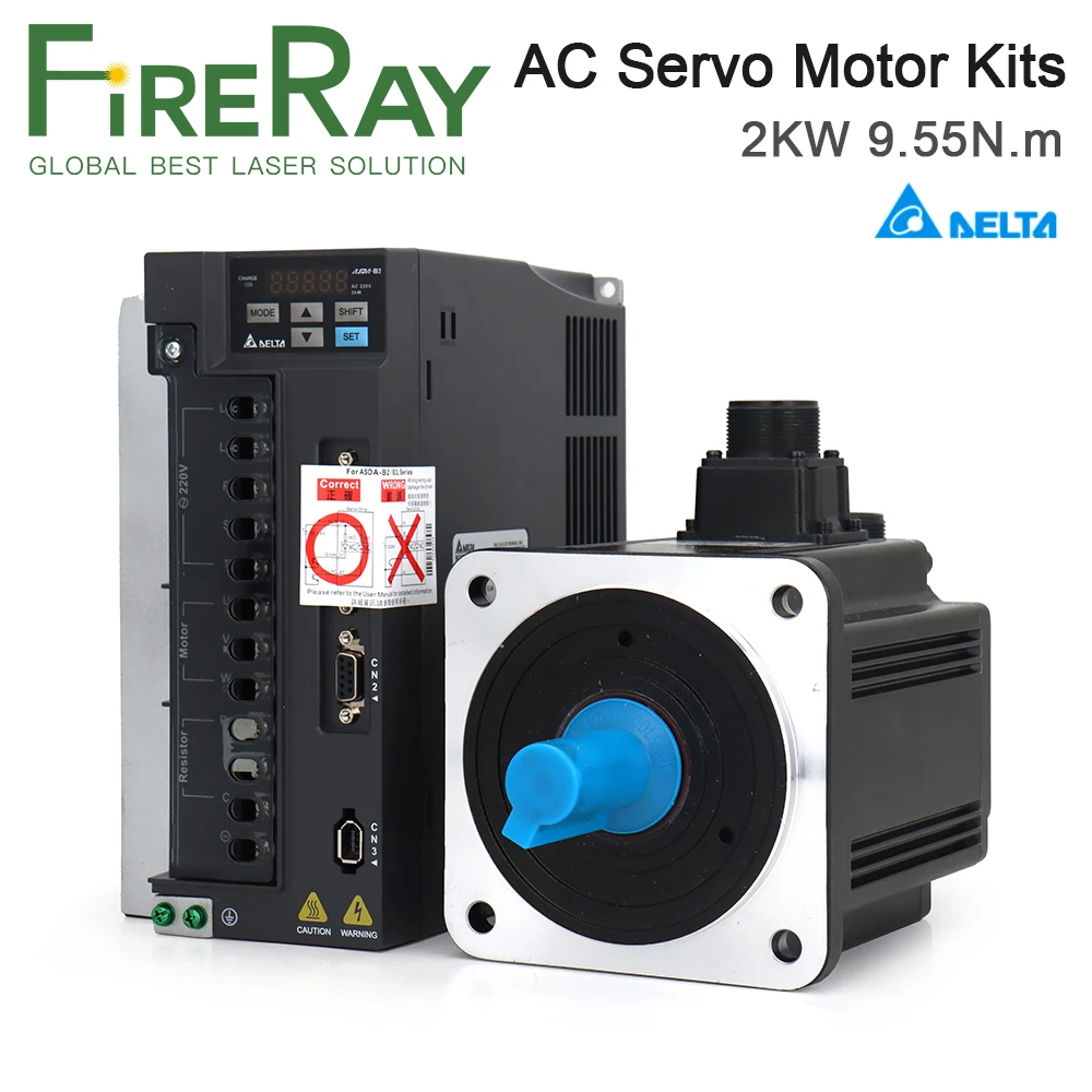 

FireRay 2KW AC Servo Motor Driver Kits 9.55N.m 2000rpm 11A B2 Series ASD-B2-2023-B+ECMA-E21320RS