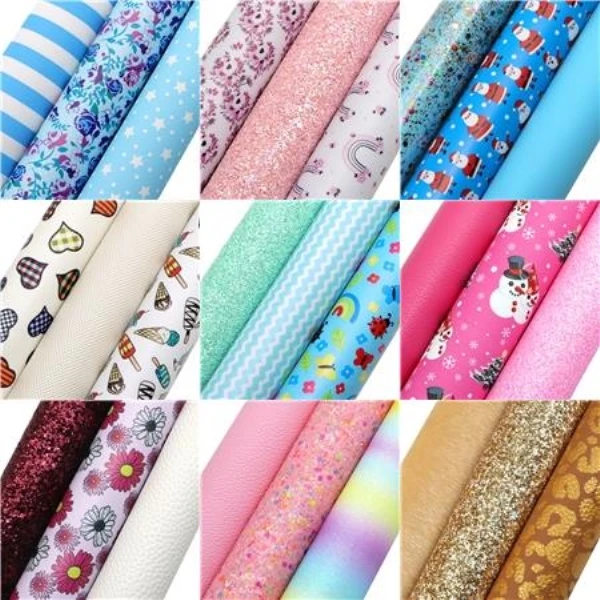 3 Pcs/set 20*33cm Floral Leopard Printed Faux Leather Sheets Set For DIY Earrings Bows Craft Synthetic Leather Fabric,1Yc7307