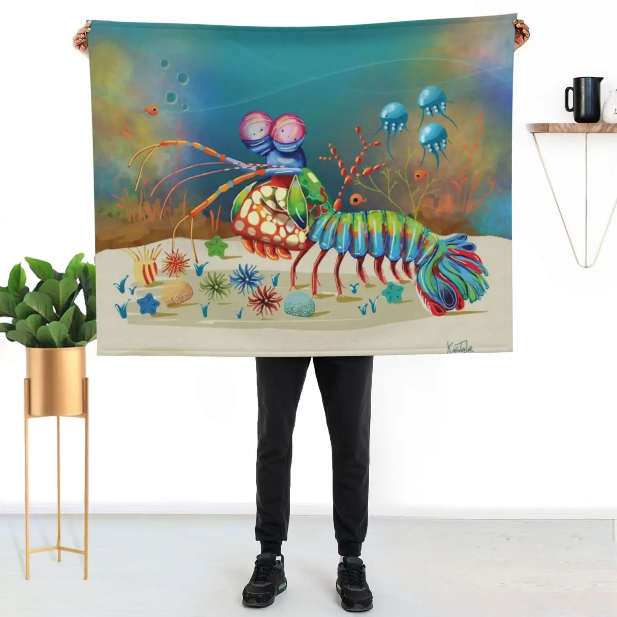 Peacock Mantis Shrimp Throw Blanket Hairys Bed Fashionable decorative Fashion Sofas warm for winter Polar Blankets