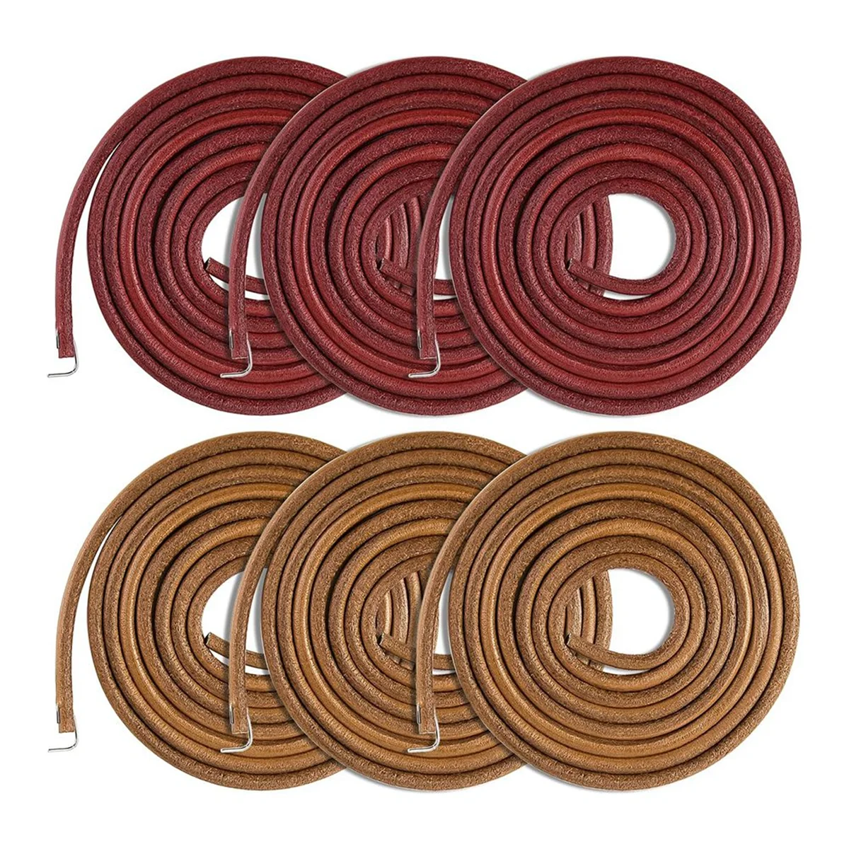 A79G 6PCS Treadle Sewing Machine Belt, 72 Inch 3/16 Inch Replacement Leather Belt with Hook for Singer/ Sewing