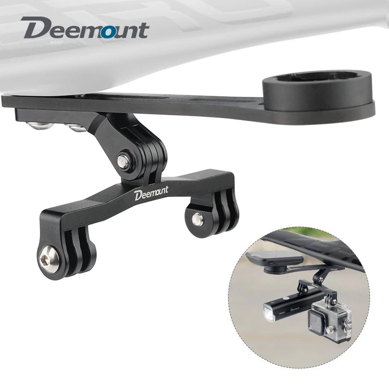 

Bicycle Carbon Fiber Computer Bracket W/ Aluminum Alloy Dual Twin Adaptor Fits Gopro Sports Camera MTB Road Bike Headlight Stand