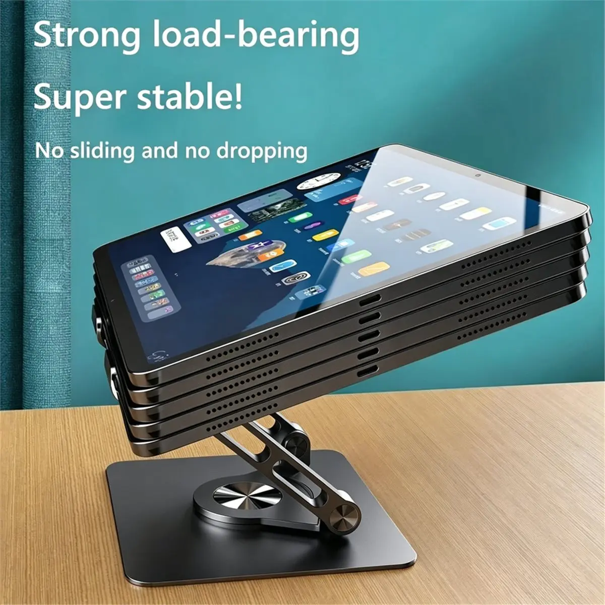 360 Rotation Foldable Cooling Bracket Adjustable Height for 4-12.9Inch Phone Tablet Stand